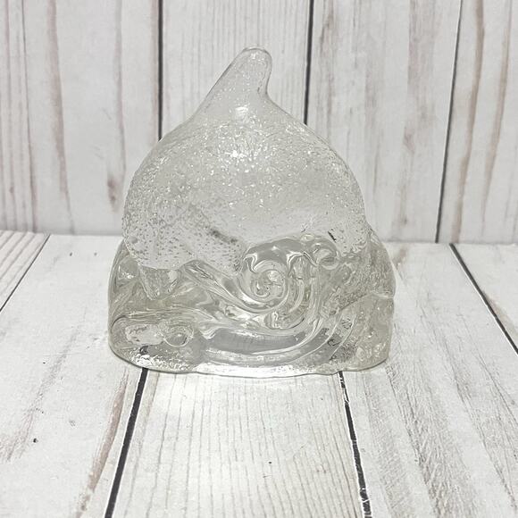 Vintage 1990's PartyLite Crystal Dolphin Votive Tealight Candle Holder 4" - Picture 3 of 10